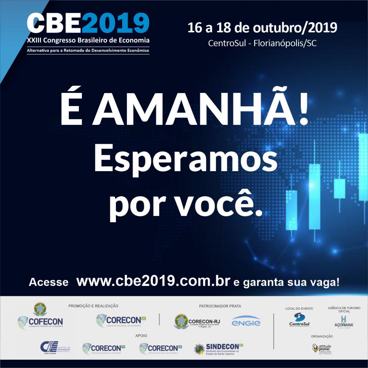 Começa nesta quarta-feira o 23º Congresso Brasileiro de Economia (CBE) - Corecon/SC