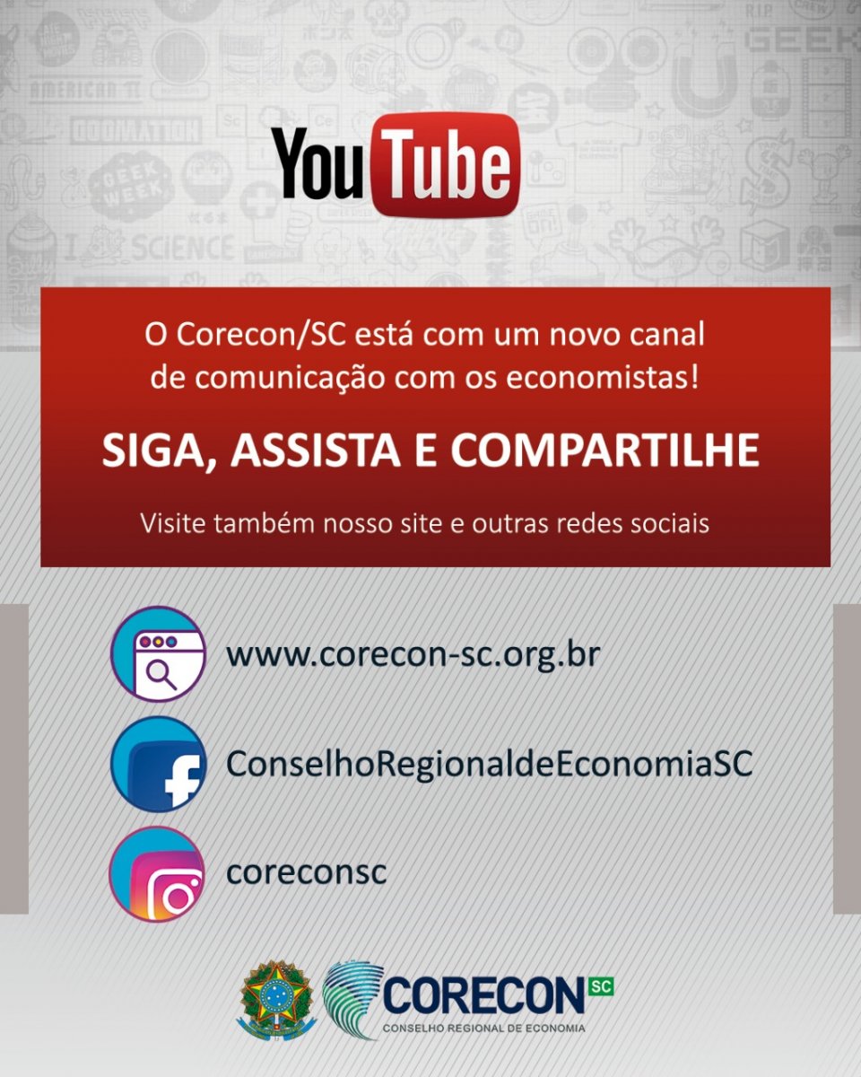 Conselho Regional de Economia (Corecon-SC) lança canal no YouTube - Corecon/SC