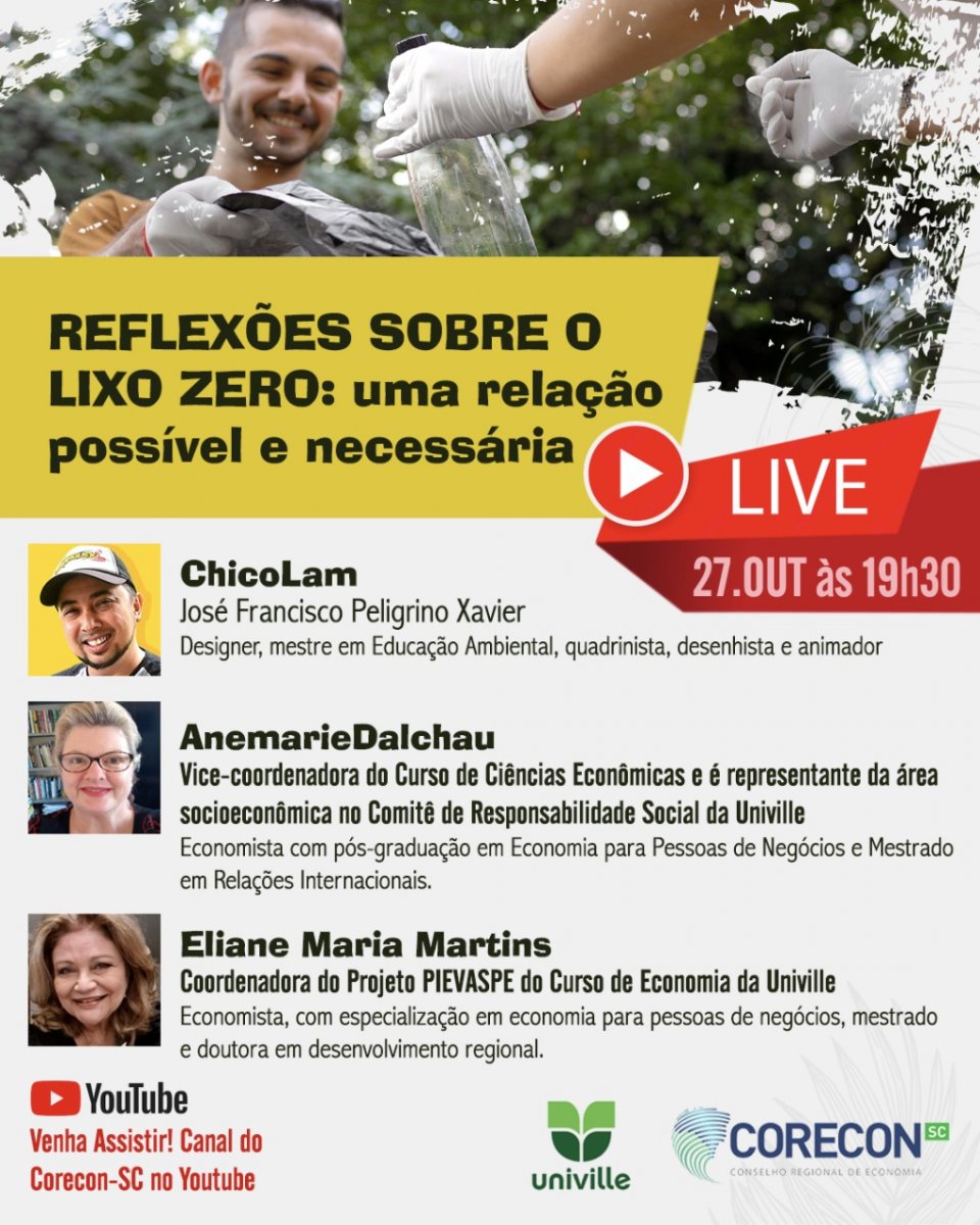 Corecon e Ciência Econômicas da Univille promovem live no dia 27 - Corecon/SC