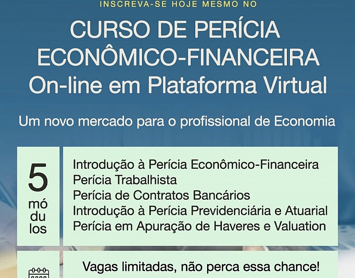 CURSO DE PERÍCIA ECONÔMICO-FINANCEIRA On-line em Plataforma Virtual - Corecon/SC